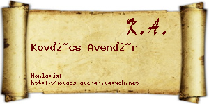 Kovács Avenár névjegykártya